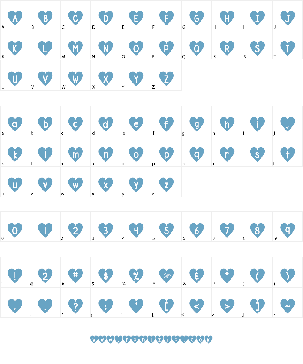 DJB Shape Up Hearts Font Character